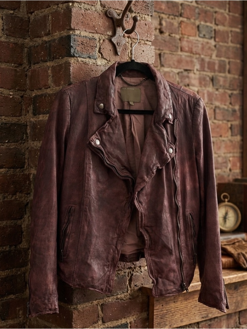 Gorgeous MUUBAA lamb leather Distressed moto jacket in the rare Chestnut - Picture 7 of 16